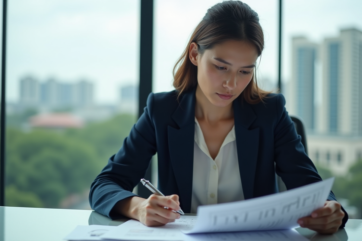 Femme professionnelle en réunion d'investissement