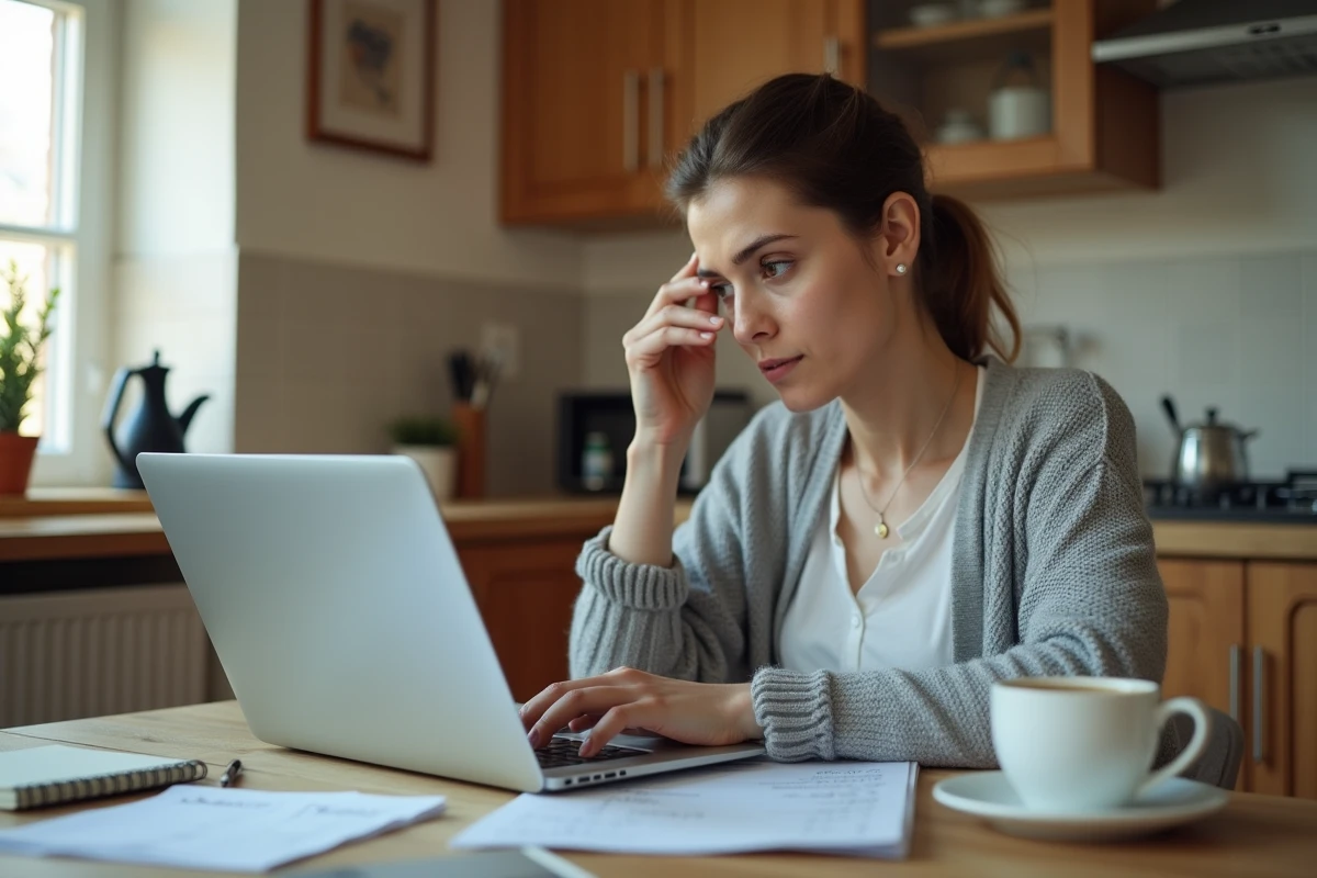 Jeune fonctionnaire de catégorie C calculant son salaire net 2026 sur ordinateur à domicile