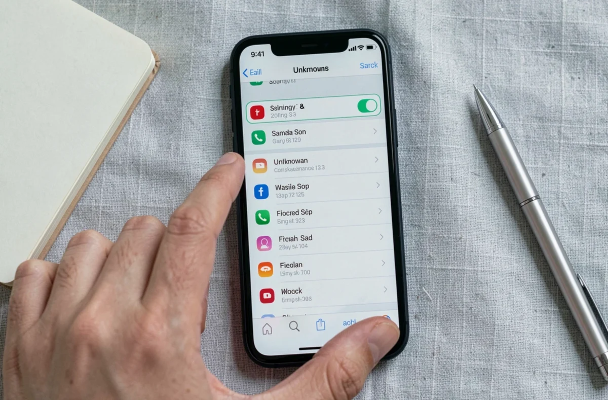 Gros plan d'un doigt sur l'écran d'un smartphone prêt à bloquer un numéro d'appel inconnu