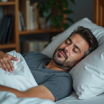 Homme d'âge moyen endormi paisiblement dans sa chambre