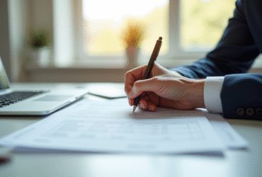 Personne remplissant un formulaire d'inscription électeur au bureau