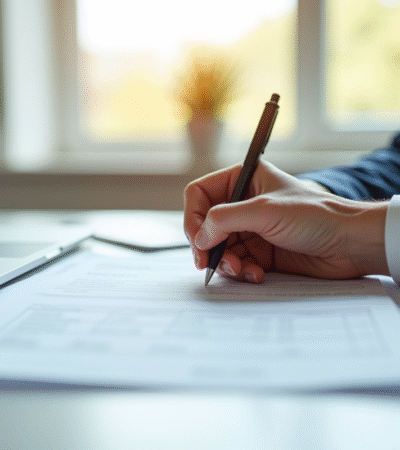 Personne remplissant un formulaire d'inscription électeur au bureau