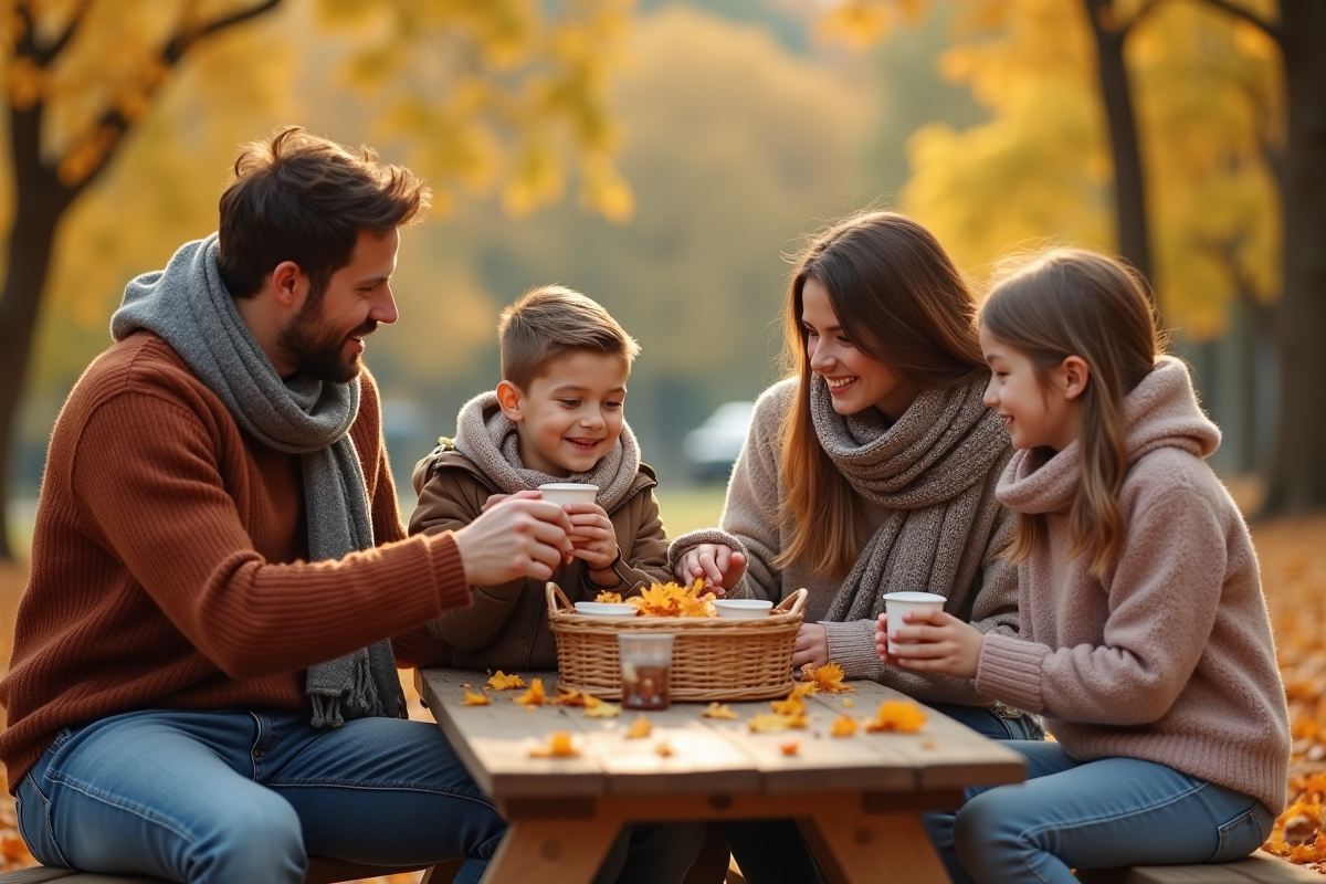 Famille recomposée profitant d