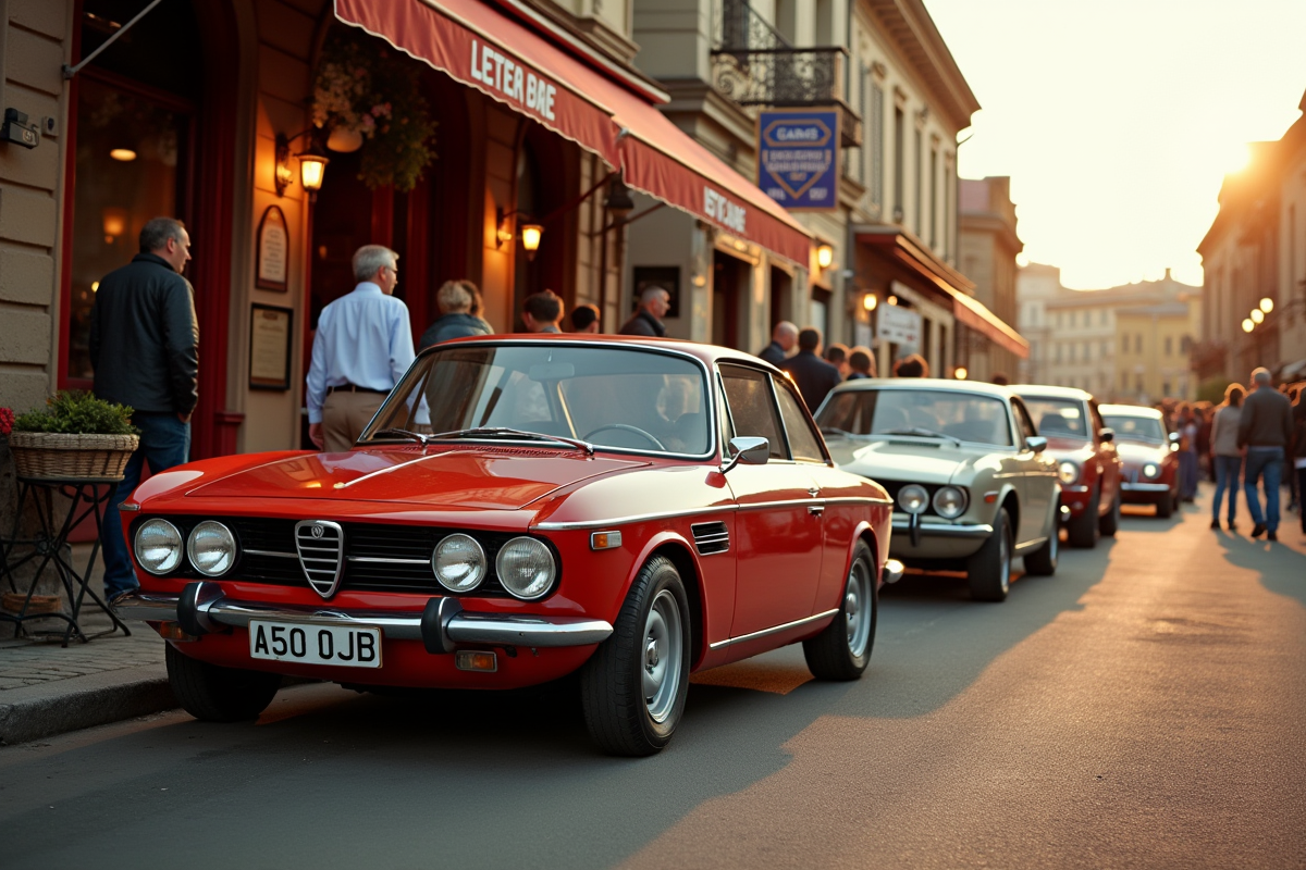 Groupe de voitures Alpine vintage lors d une rencontre retro
