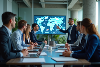 Groupe de professionnels en réunion autour d'une table