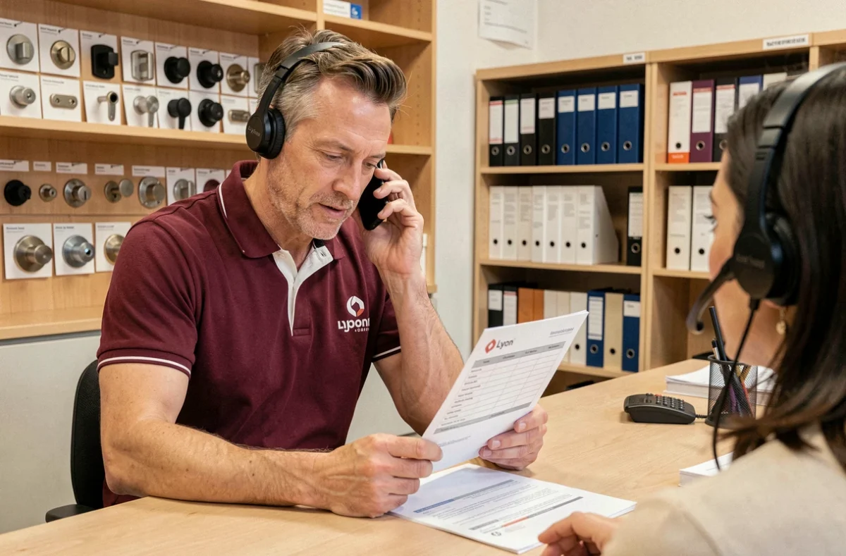 Conseiller de Services Assistance Habitation au bureau gérant une demande d'intervention serrurier à Lyon